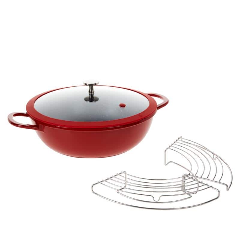 Curtis Stone 4.5-Quart Cast Aluminum Multi-Pan w/Lid & Multi-Use Rack 777-973 Refurbished - Cherry