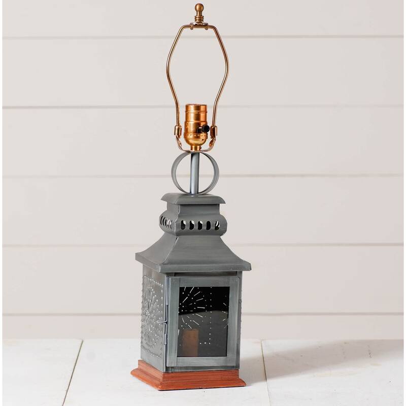 Irvin's Country Tinware Miner's Lamp Base In Antique Tin - 21 X 5.5 X 5.5 inches