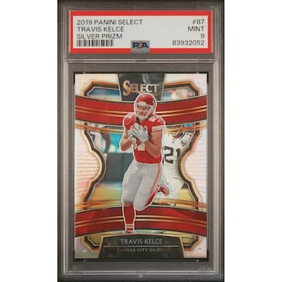 Travis Kelce 2019 Panini Select Silver Prizm Football Card #87 Graded PSA 9 - 8'6" x 11'6"