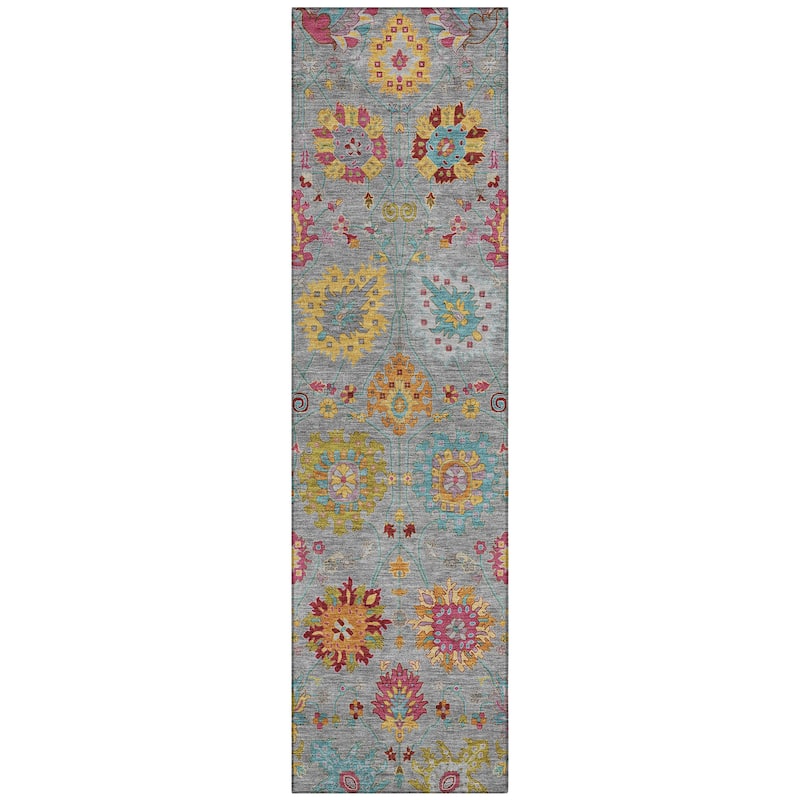 Machine Washable Indoor/ Outdoor Traditional Kashan Chantille Rug