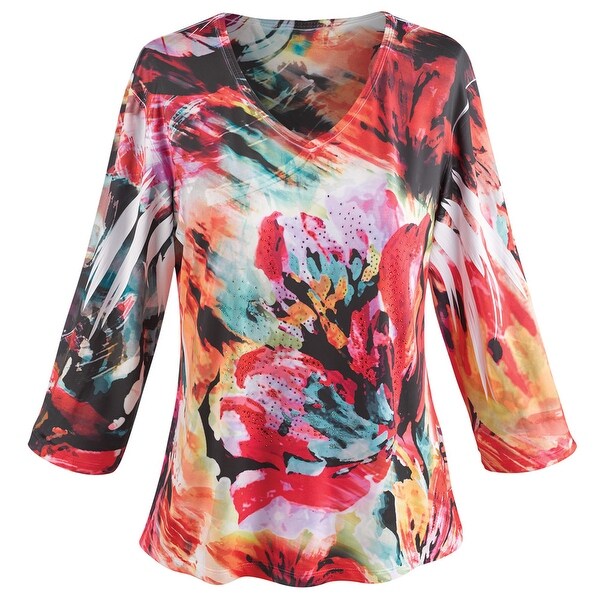 Women's Heartsong Knit Top - 3/4 Sleeve Flowing Shirt
