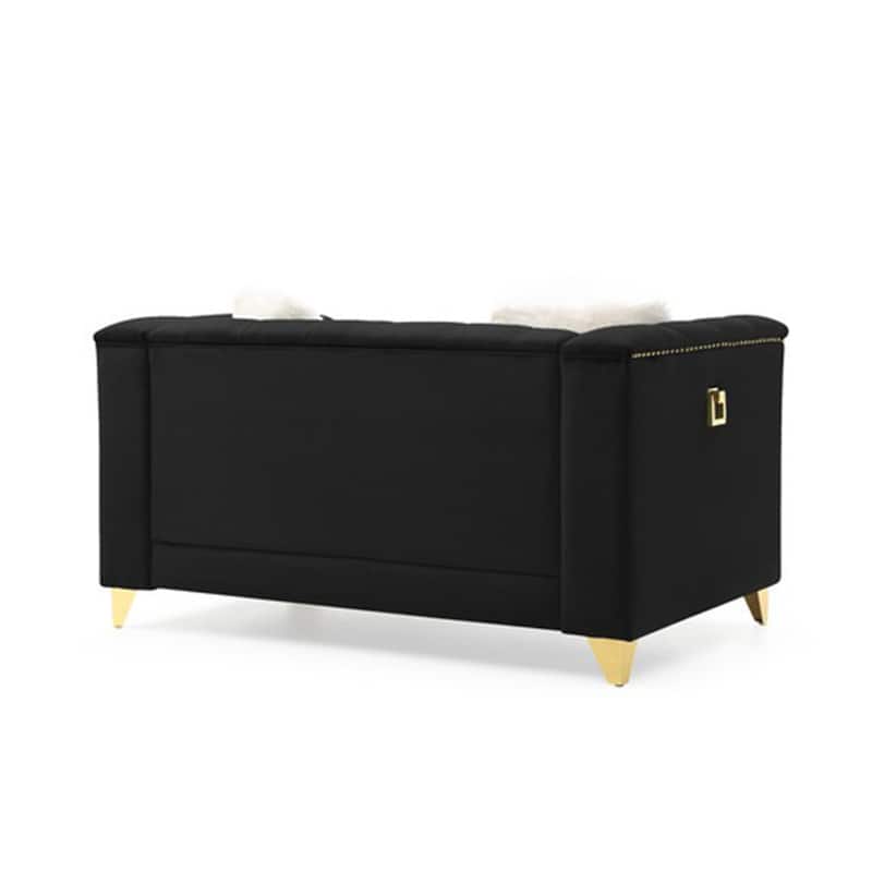 Upholstery Living Room Sofa Set in Velvet Fabric ( Set of 2 )