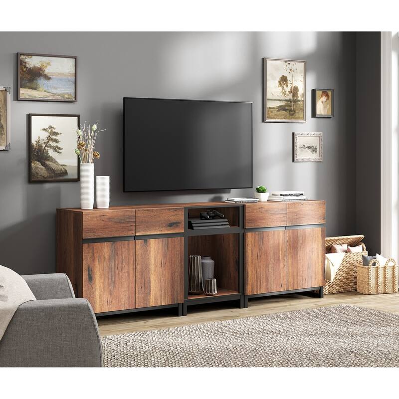 WAMPAT TV Stand for TVs up to 90 inch - Brown
