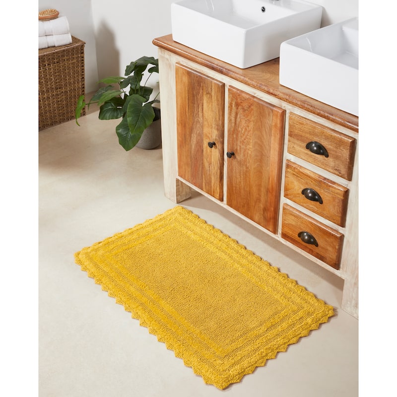Better Trends Bath Rugs Set 100% Cotton Soft & Water Absorbent Tufted Bathroom Rug for Shower, Sink Bath Mats Lilly Crochet