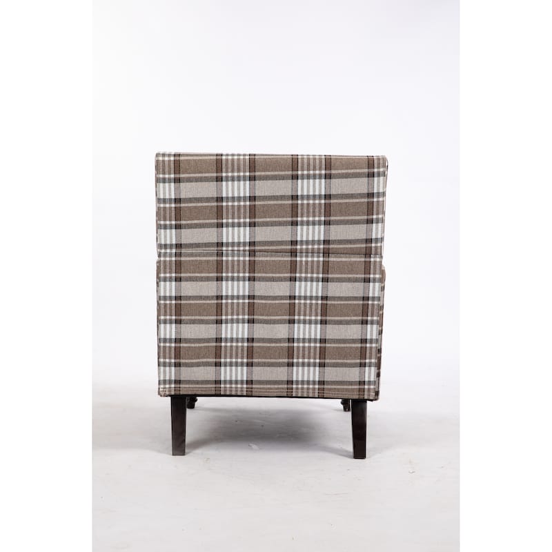 Coffee Modern Cotton High Back Upholstered Accent Chair with Sturdy Metal Frame and Turned Legs