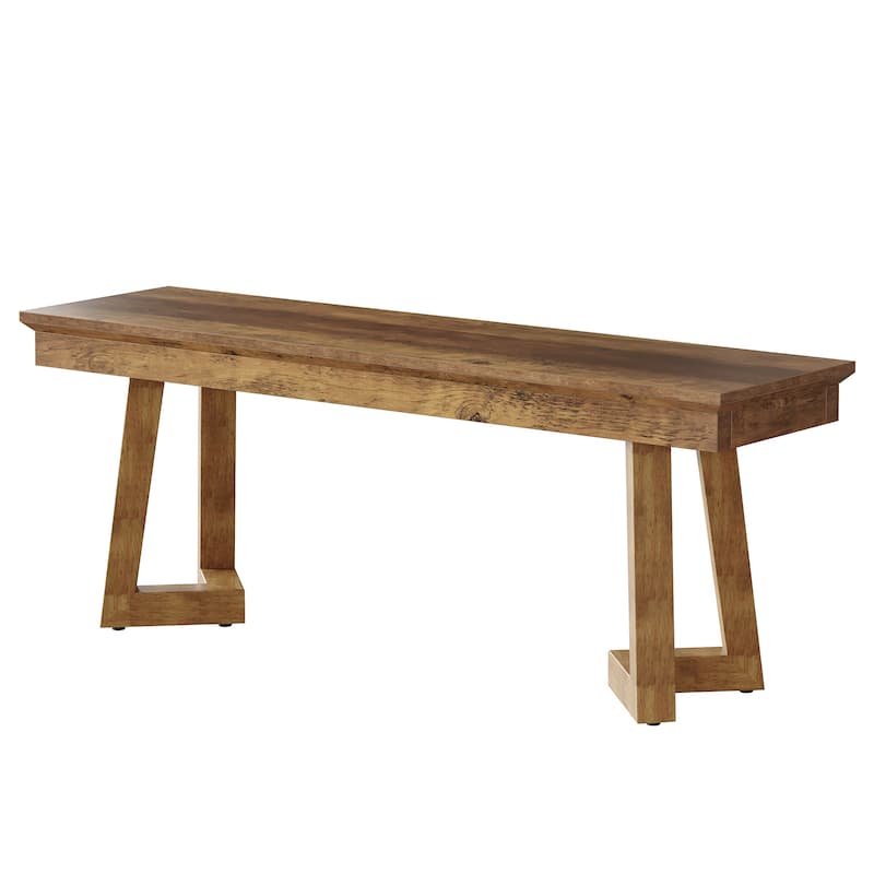 47" Indoor Farmhouse Wood Entryway Shoe Bench with Solid Leg