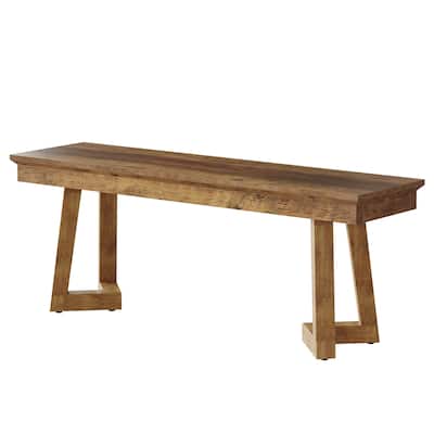 47" Indoor Farmhouse Wood Entryway Shoe Bench with Solid Leg