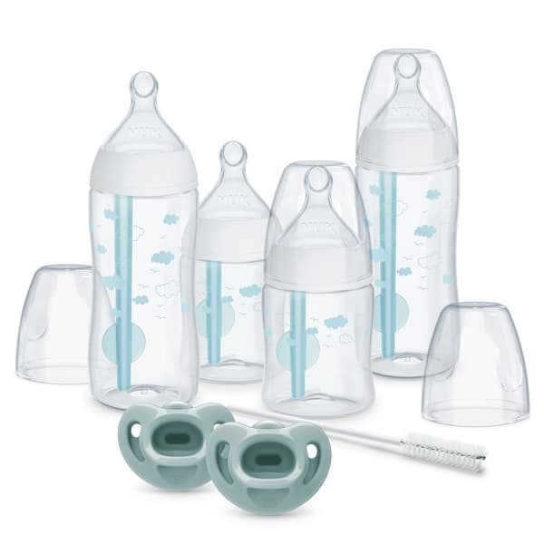 slide 2 of 10, Nuk Smooth Flow Pro Anti-Colic Baby Bottle & Pacifier Newborn Gift Set - Clear