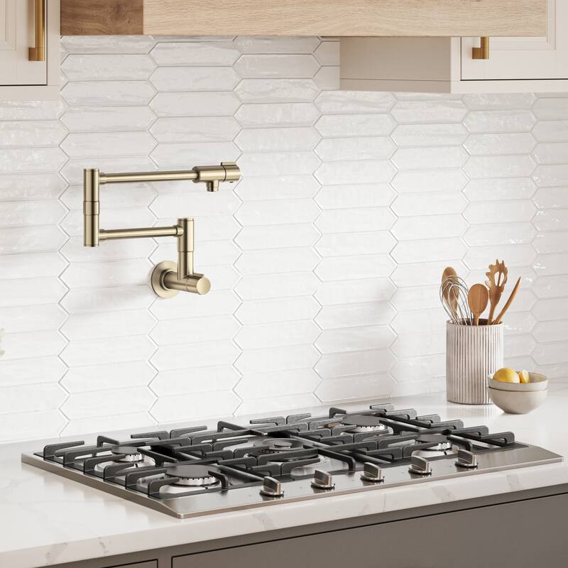 KRAUS Bolden 2 Handle Wall Mount Pot Filler Faucet w/ Retractable Arm