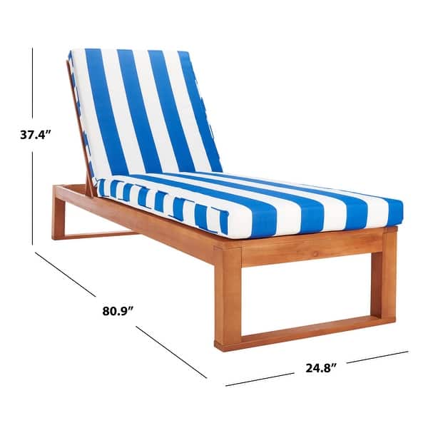 dimension image slide 0 of 8, SAFAVIEH Solano Outdoor Solid Wood Chaise Lounge Chair - 24.8" W x 80.9" L x 37.4" H