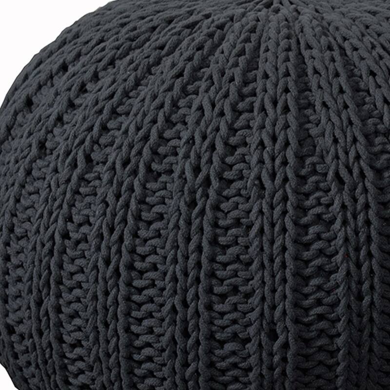 20" Round Cotton Pouf Ottoman for Living Room, Footrest and Extra Seating
