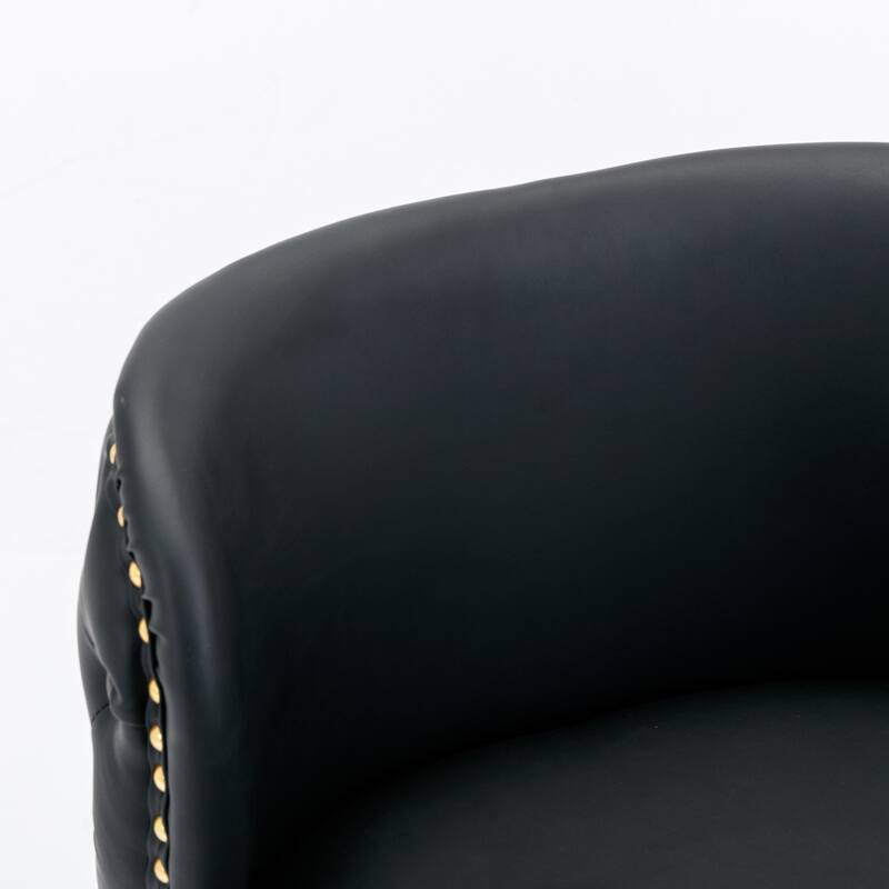 Set of 2 Modern Leather Upholstered Swivel Adjustable Height Tufted Bar Stools with Back