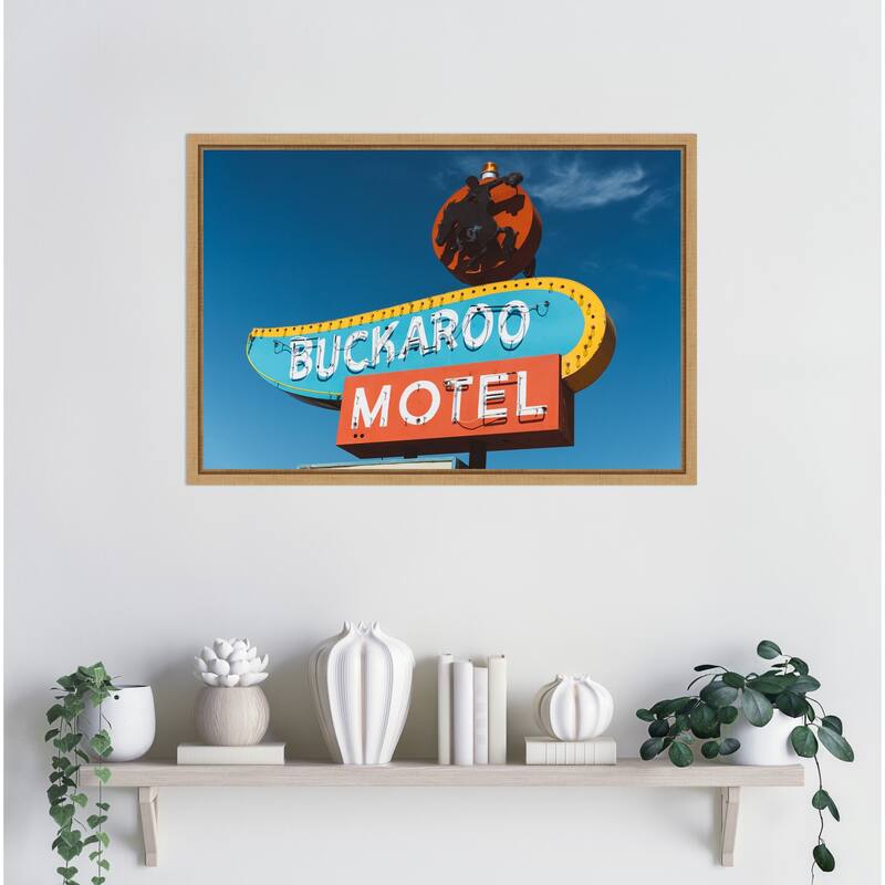 Buckaroo Motel by Bethany Young Framed Canvas Wall Art Print - Sylvie Natural