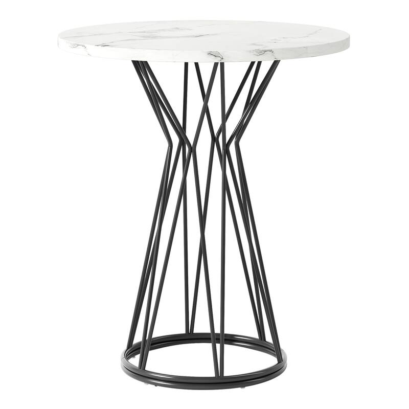 Faux Marble Bar Table, High Top Bistro Pub Cocktail Accent Table for Dining Room Coffee Shop Bar Party Kitchen