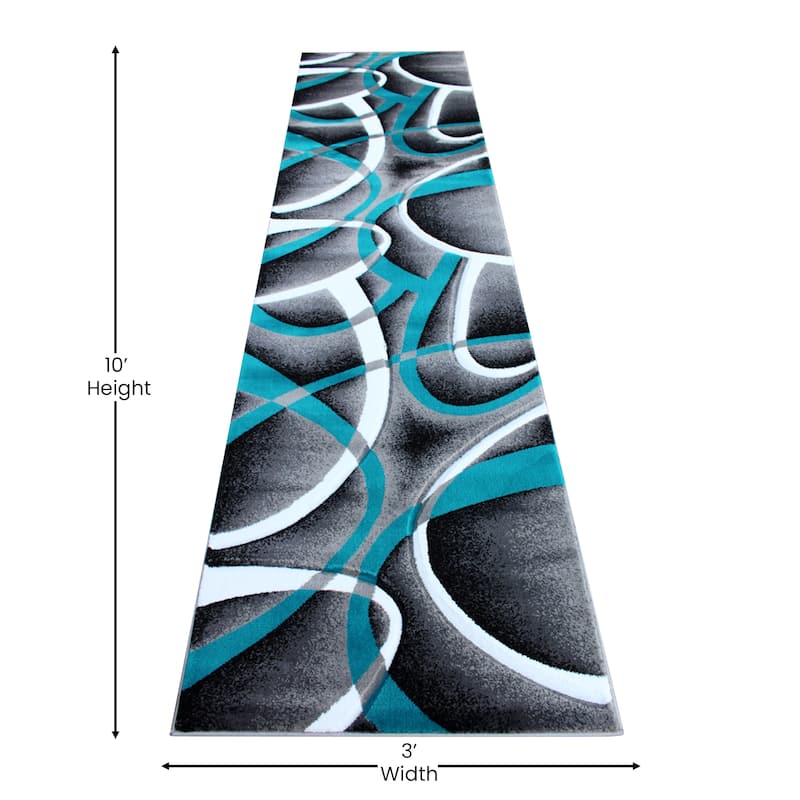 Modern Ribboned Design High-Low Pile Abstract Area Rug