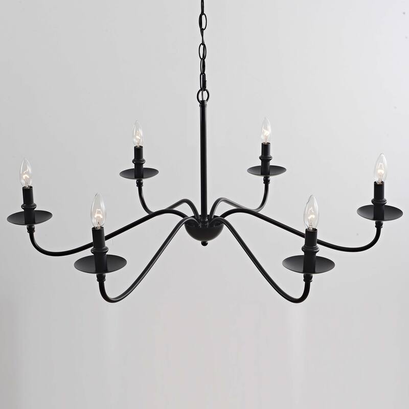Mario Rustic 6-Light Black Metal Chandelier - 38 inches in diameter x 18 inches H