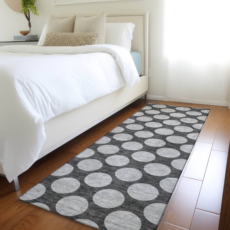 Premium Washable Super Soft Geo Dots Mayfield Rug - Charcoal - 2'3" x 7'6"