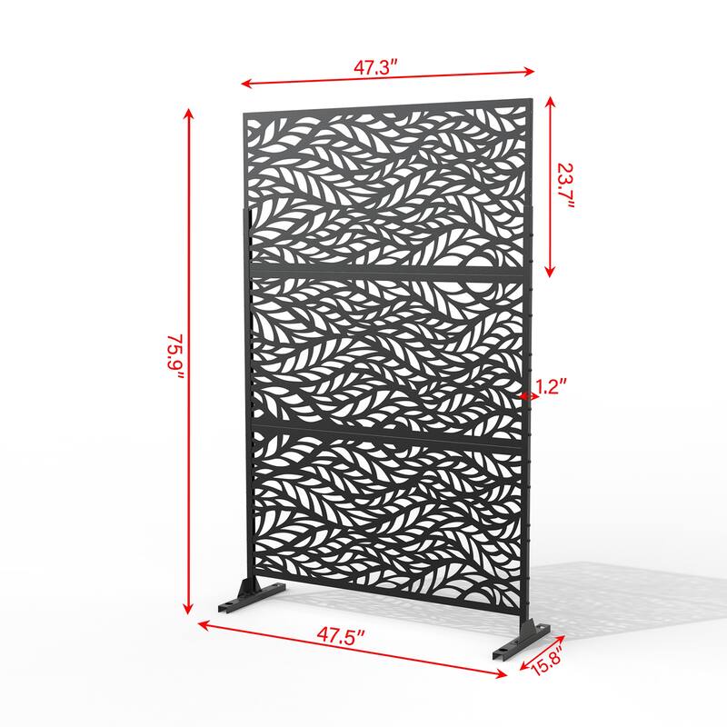 75'' x 47'' Privacy Metal Screen Fence Panel Leaf Blade Pattern