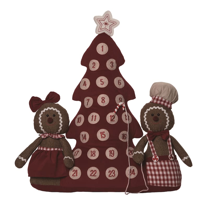 Transpac Polyester 22.5 in. Multicolor Christmas Soft Gingerbread Advent Calendar
