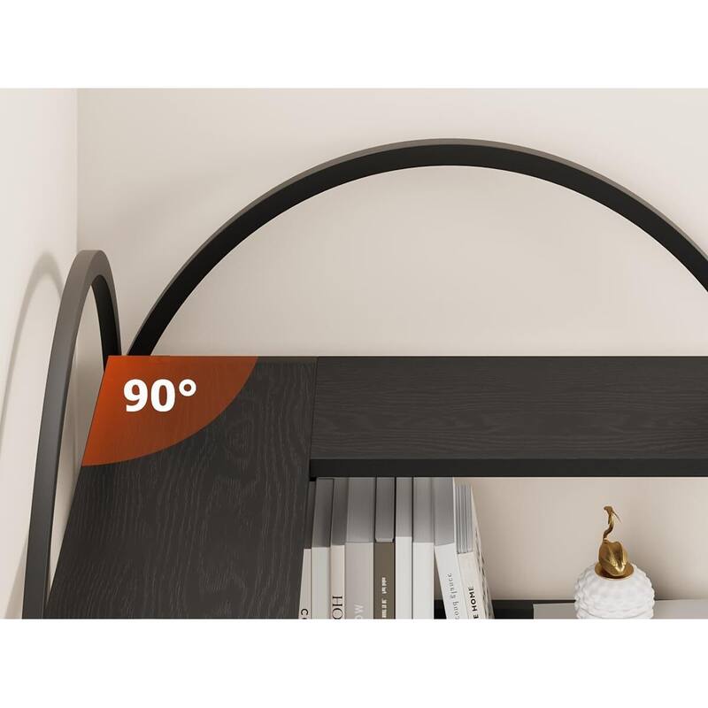Corner Bookshelf, 5-Tier L-Shaped Modern Bookcase, Industrial Bookcase