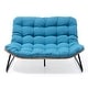preview thumbnail 10 of 32, All-Weather PE Rattan Double Papasan Chair Loveseat with Soft Cushion for Indoor Outdoor Baby Blue