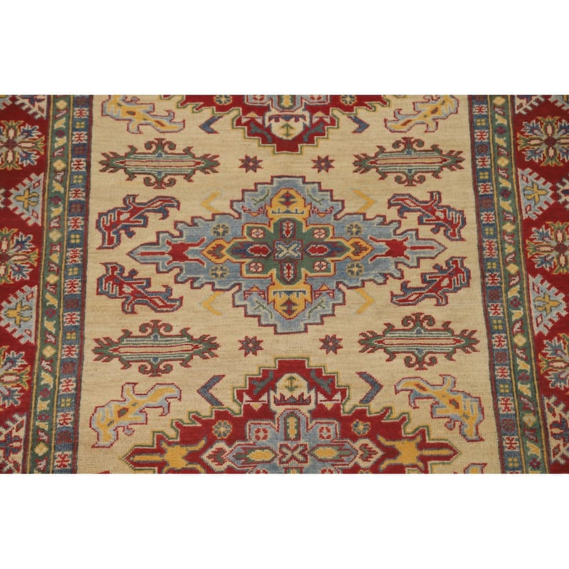 Kazak Area Rug Handmade Oriental Yellow Wool Carpet - 5'2" x 6'7"