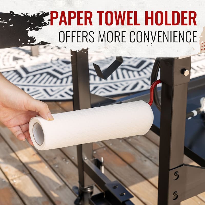 Royal Gourmet 4-Burner Portable Flat Top Gas Grill and Griddle Combo Grill with Folding Legs, Black & Silver