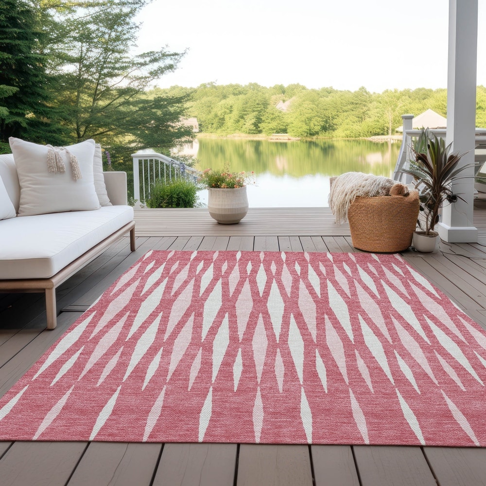 Machine Washable Indoor/ Outdoor Chantille Mosaic Contemporary Rug