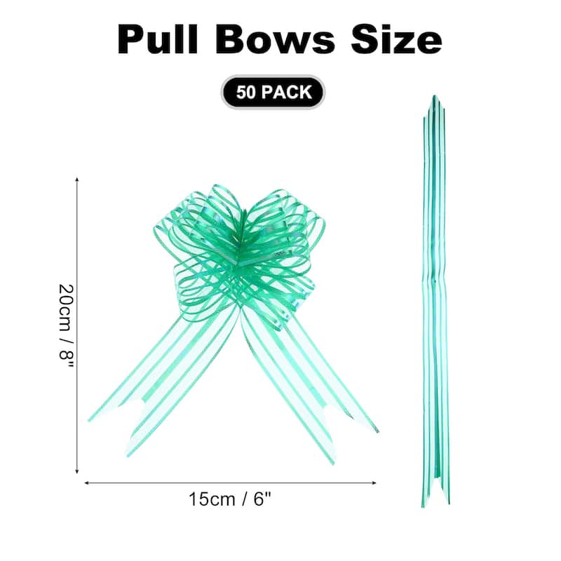 50pcs Pull Bows 5.9 Inch Wide Ribbon Gift Bows for Gift Wrapping - Dark Green