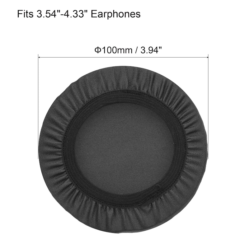 3 Pairs Black Fabric Headphone Covers, Fits 3.54"-4.33" Earphones - Black