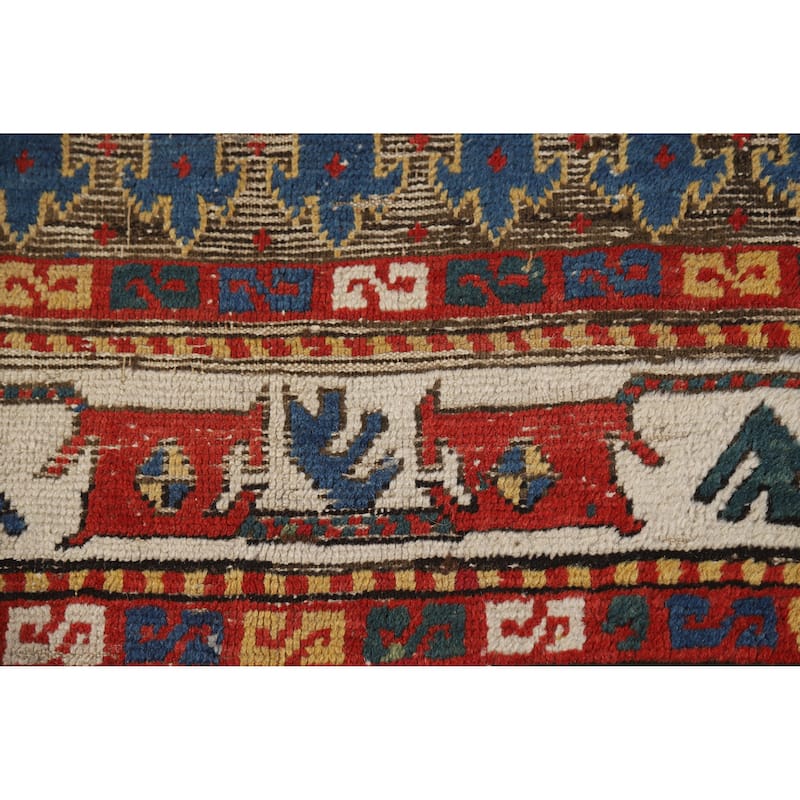 Hand Knotted Oriental 100% Wool Carpet Traditional Geometric Red Kazak Area Rug - 8' 0'' X 4' 9''