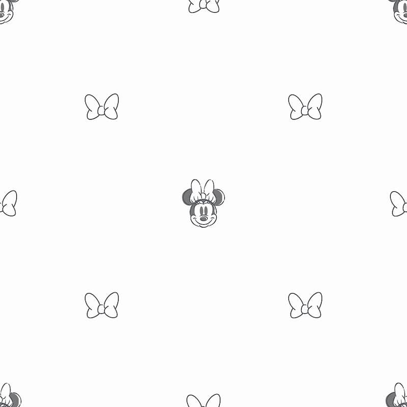 Disney Minnie Mouse Sweet Bows Black and White Peel and Stick Wallpaper - 216 x 20.50