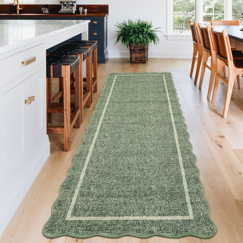 Garvee Scallop Solid Washable Area Rug