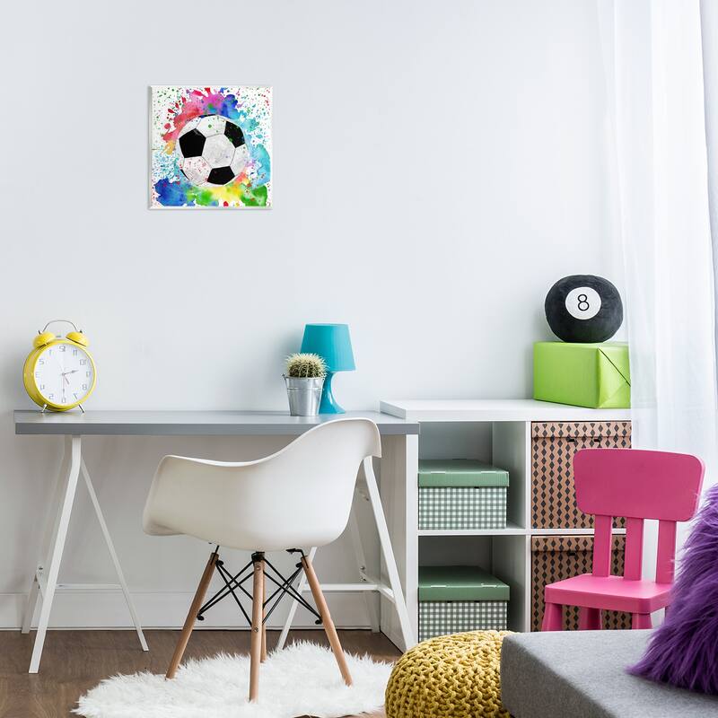 Stupell Vivid Splash & Soccer Ball Wall Plaque Art Design By Kim Allen