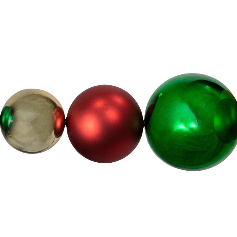 6' Red, Gold Green Shiny Matte Shatterproof Ball Christmas Swag