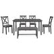 preview thumbnail 1 of 21, Dining Table Set Dining Table, 4 Fabric Chairs, Bench included Grey