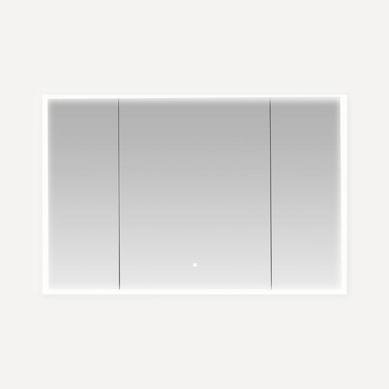 AQUADOM Edge Royale 48W Bathroom Led Lighted Medicine Cabinet Defogger, 3X LED Adjustable Magnifying Mirror, Electrical Outlets