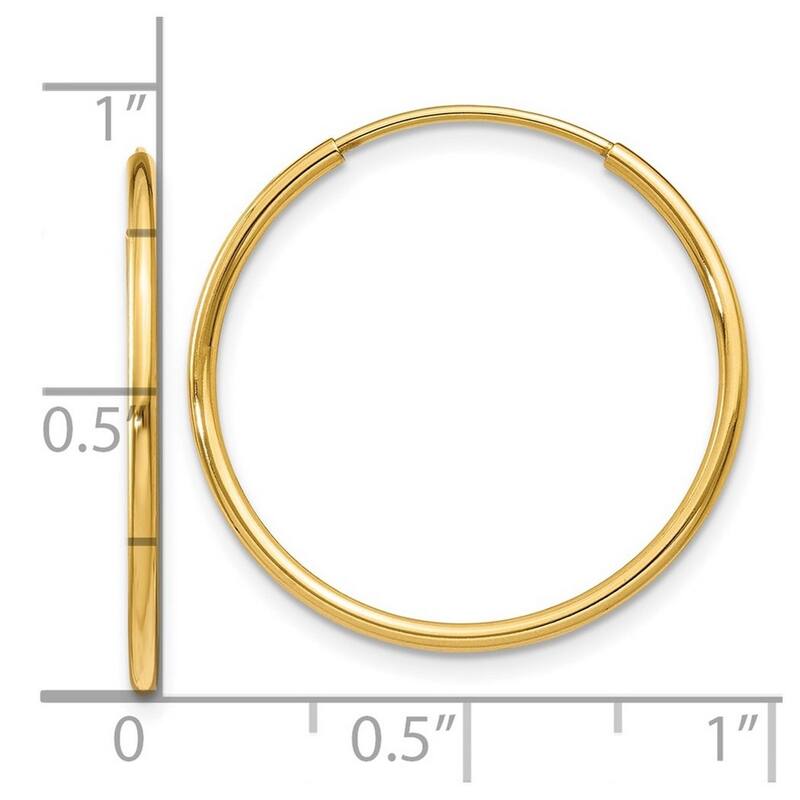Curata 14k Yellow Gold 25x25mm Endless Hoop Earrings