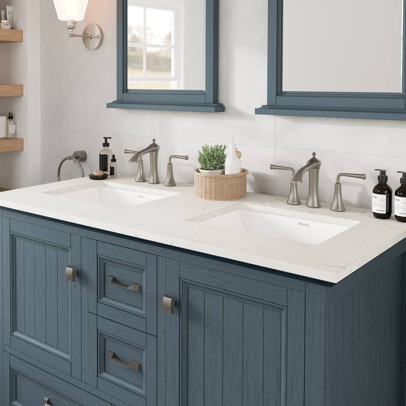 Eviva Britney 48"W Ash Blue DS Bath Vanity with Carrara Quartz Top