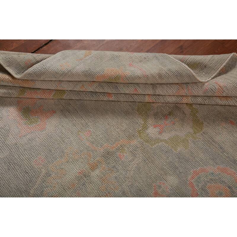 Hand Knotted Oriental 100% Wool Carpet Transitional All-Over Greys & Charcoal Oushak Area Rug - 11' 10'' X 8' 11''