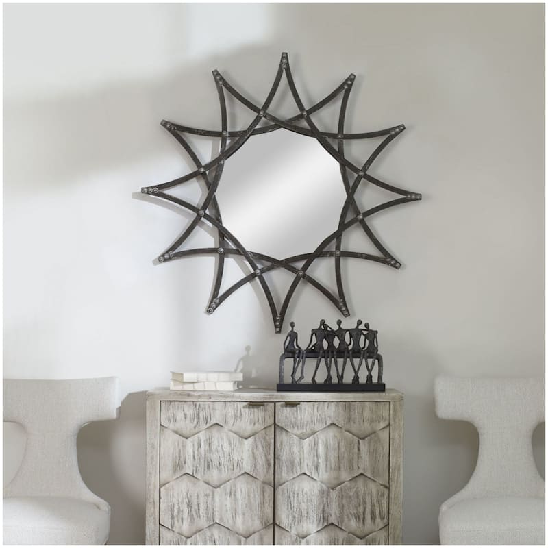 Uttermost 09766 Solaris 40" Diameter Sunburst Framed Bathroom Mirror