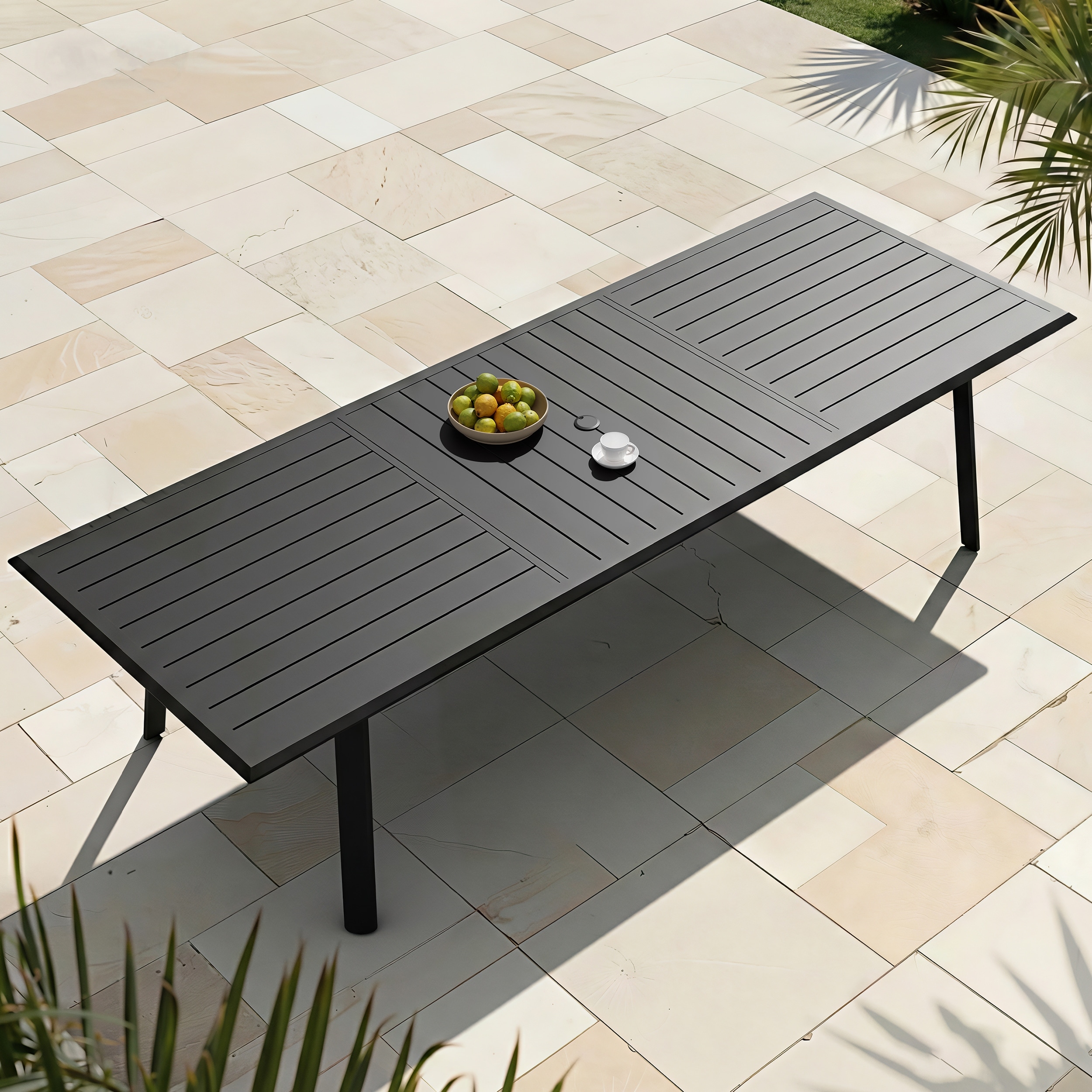 Crestlive Outdoor All-Weather Aluminum Patio Dining Table with Umbrella Hole for 8-12 Person