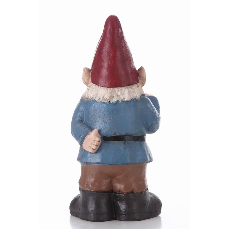 18.25" Red Blue Bobblehead Gnome Holding Lantern Outdoor Garden Statue