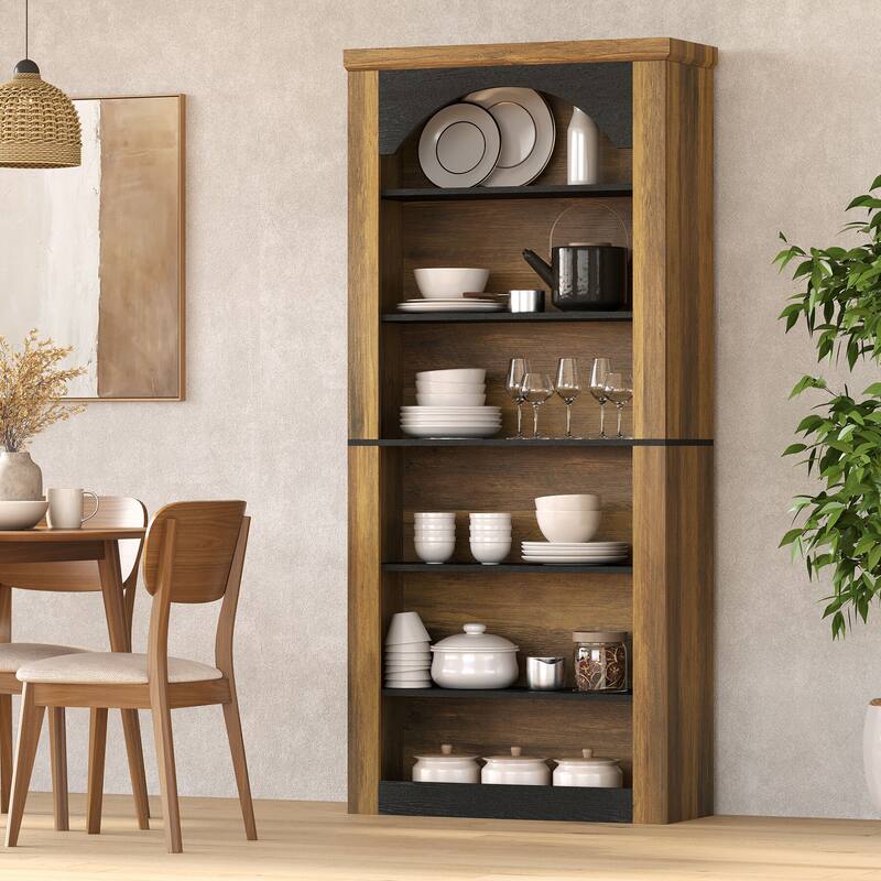 Arched Bookcase, 70.9" Wooden Bookshelves, 6-Tier Modern Bookshelf