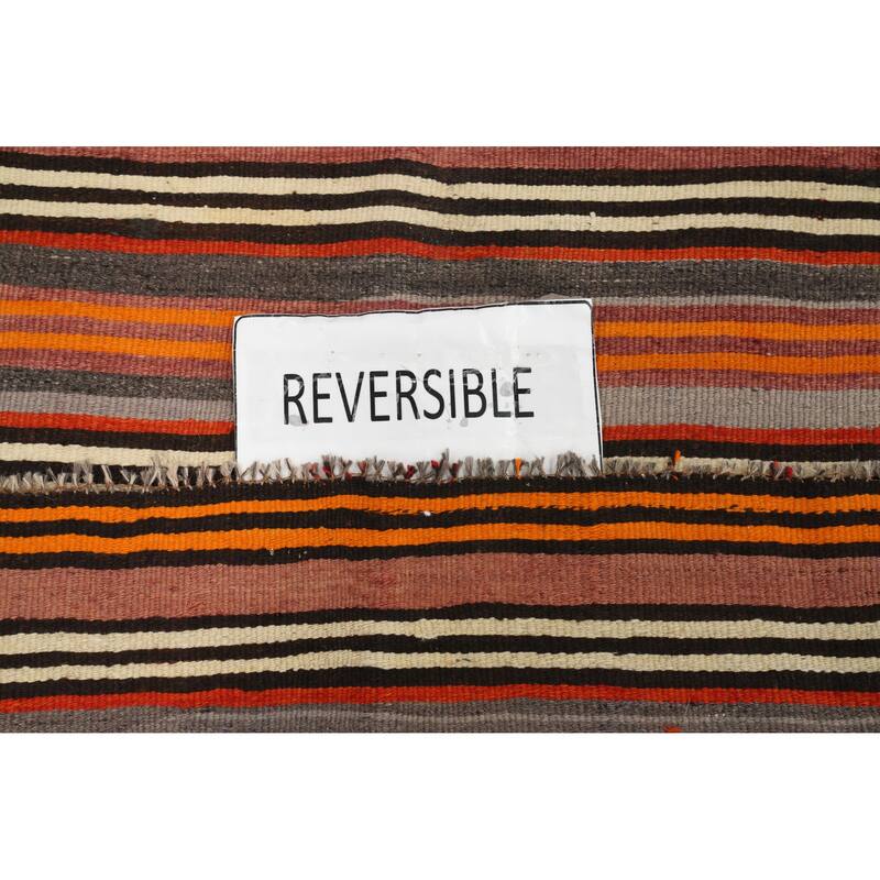 Hand Woven Oriental 100% Wool Carpet Southwestern Geometric Multi-Colored Kilim Area Rug - 10' 2'' X 5' 0''