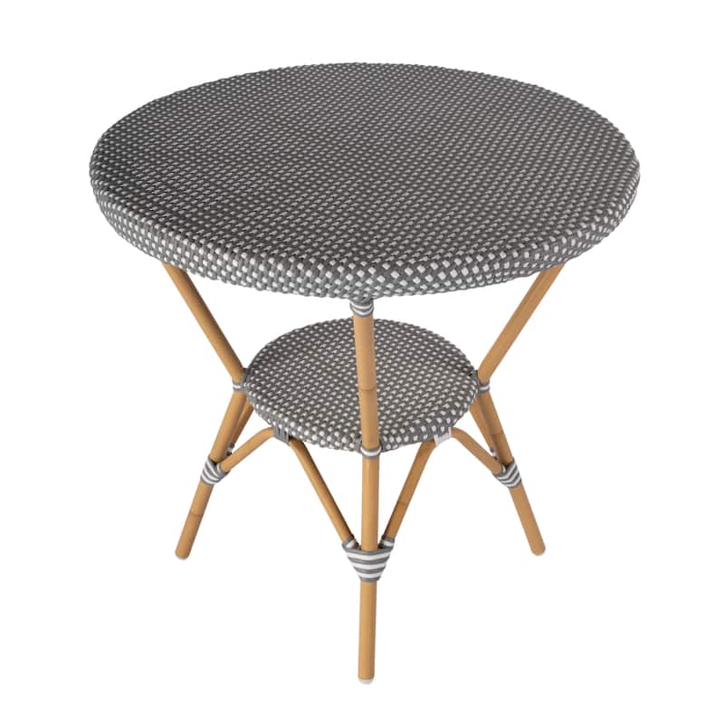 Tobias Outdoor Rattan and Metal Round Bistro Table
