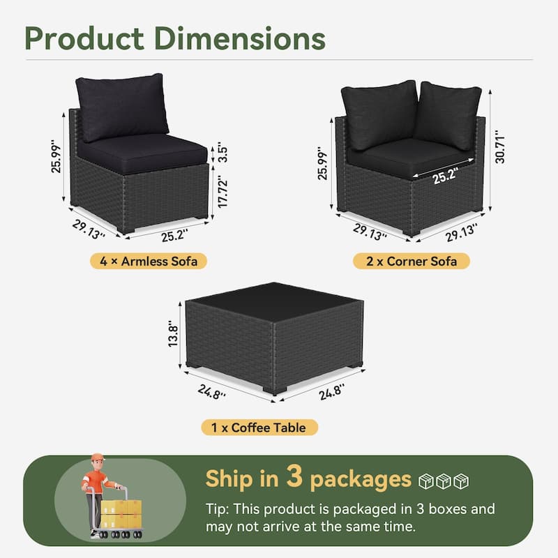Wicker Rattan Patio Sectional Sofa Set