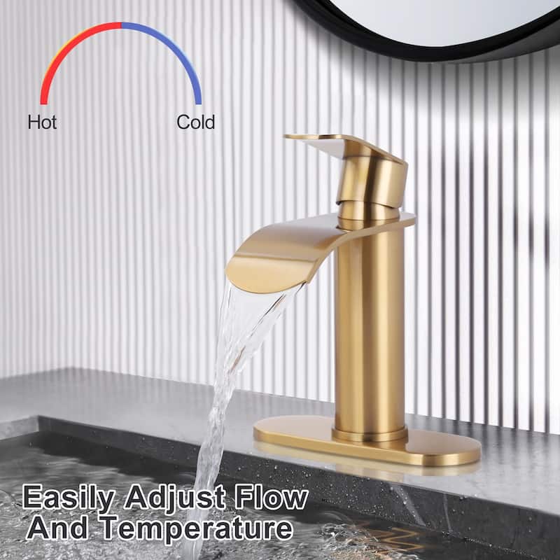 WOWOW Water Fall Bathroom Faucet with Deckplate Included