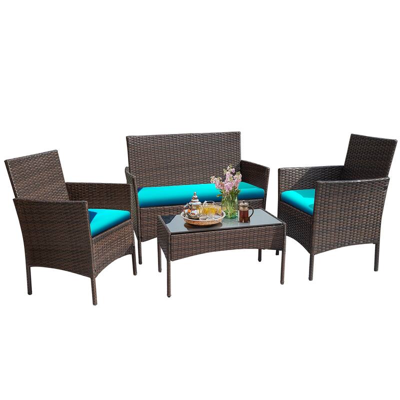Homall PE Rattan 4-piece Outdoor Patio Set