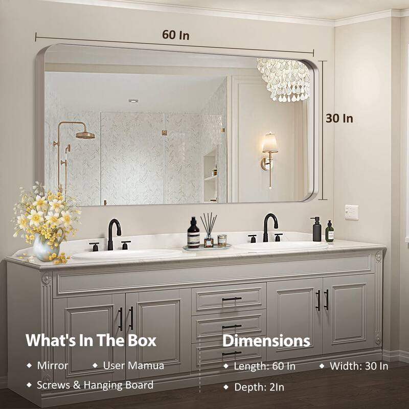 Rectangle Bathroom Mirror for Vanity Wall Mounted Vertical Horizontal Makeup Mirror